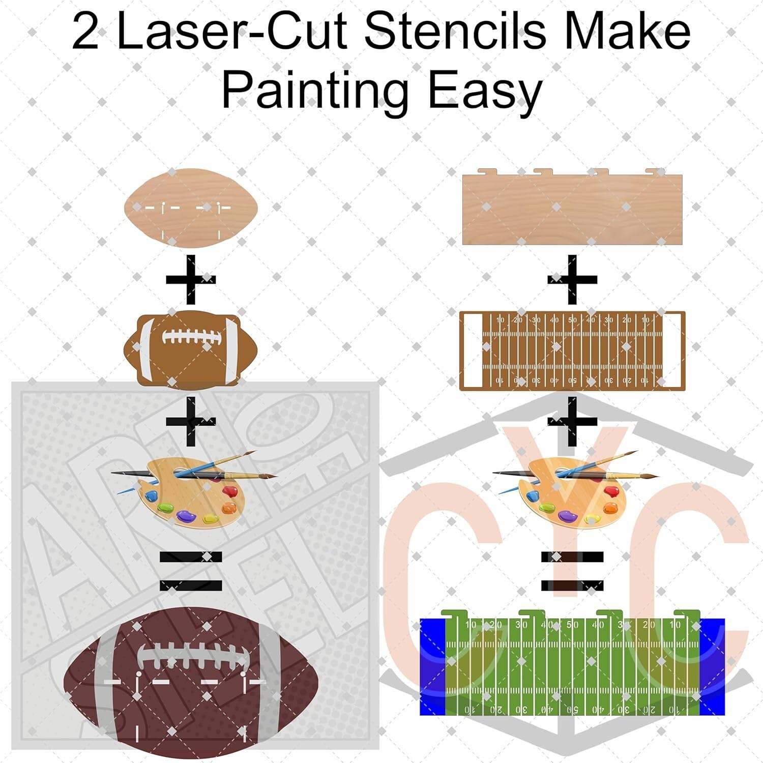 Football + Field Paintable Shelf | STENCILS INCLUDED + How-To Video