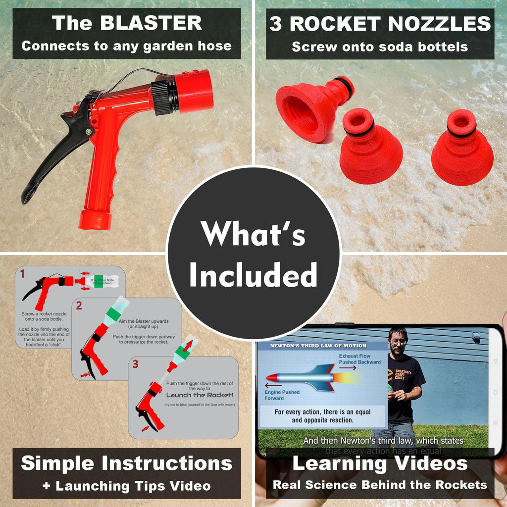BOTTLE BLASTER Kit - Backyard Water Rocket | Summer STEM Toy + Activities | Easy Kids or Family Outdoor Play All Ages | Creators Craft Crate