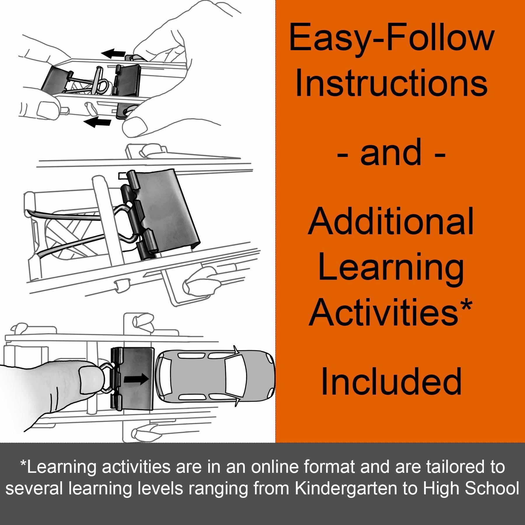 Car Launcher STEM Kit + Activities (COMPATIBLE WITH Hot Wheels and Matchbox Cars) - Creator's Craft Crate Physics Kit