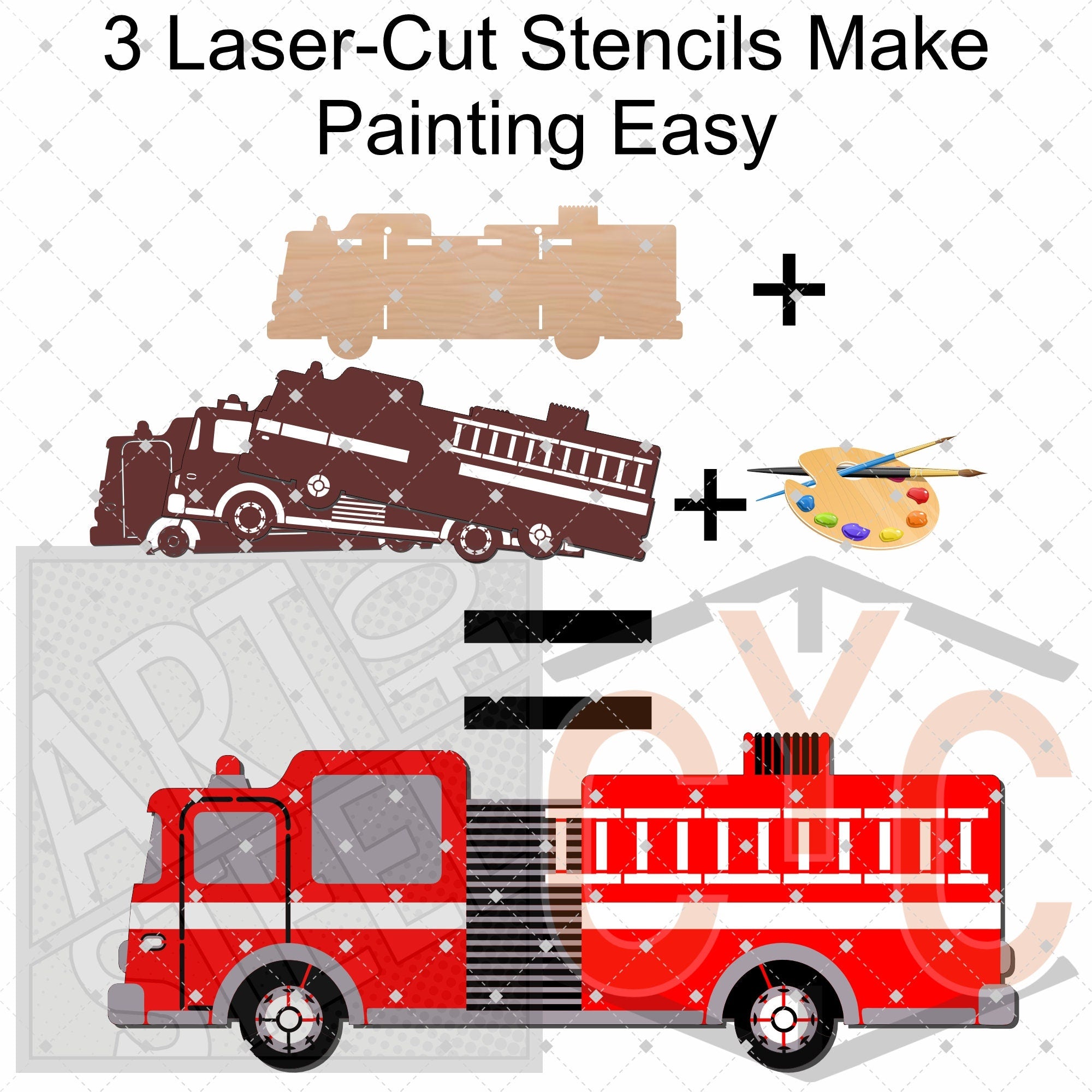 Firetruck Paintable Shelf | STENCILS INCLUDED + How-To Video