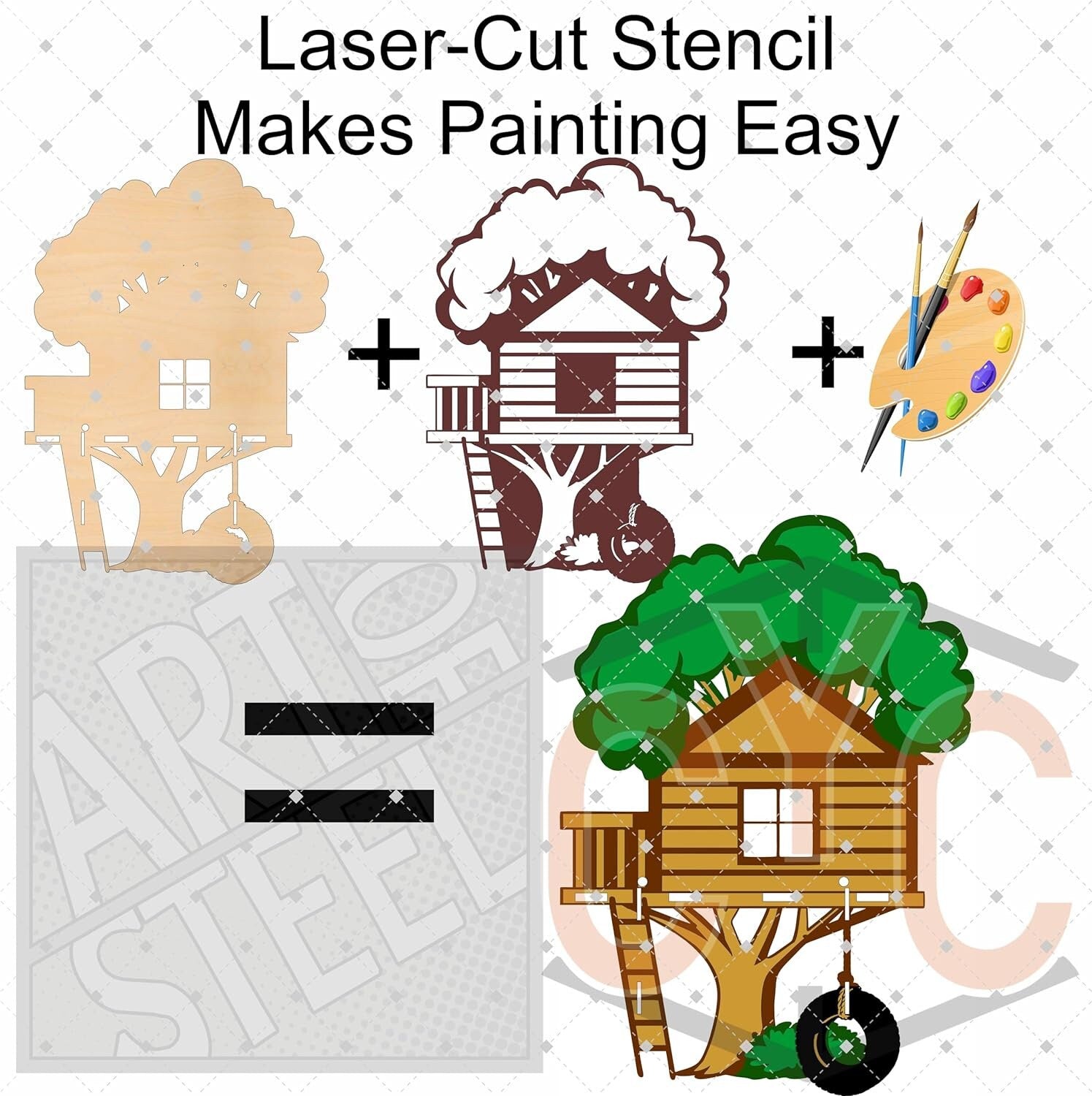 Treehouse Paintable Shelf | STENCILS INCLUDED + How-To Video