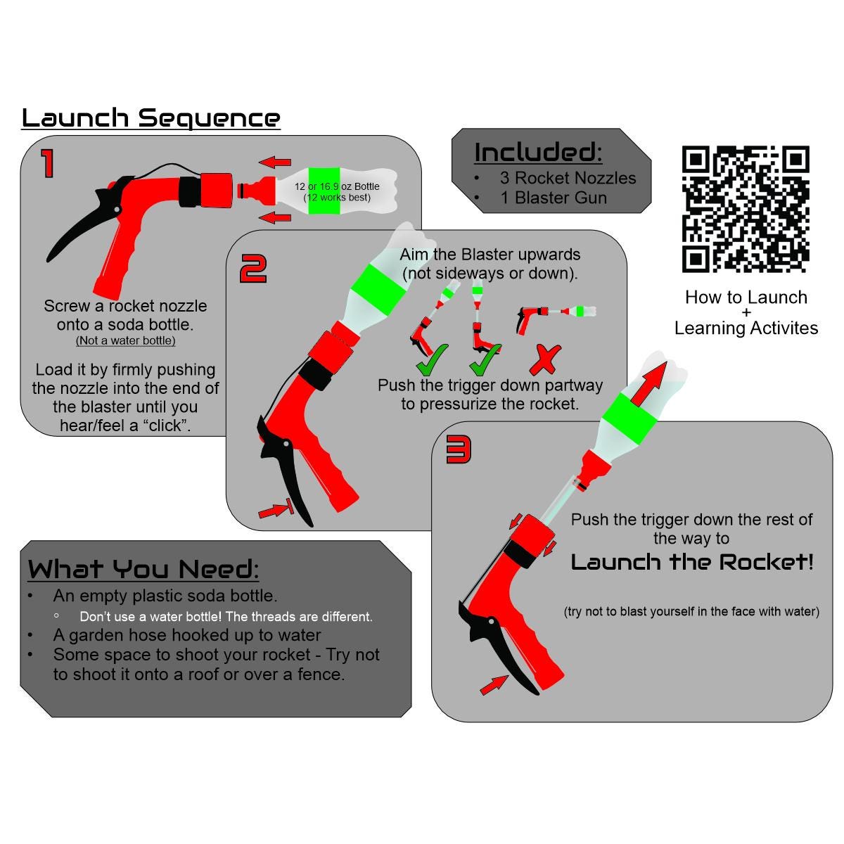 BOTTLE BLASTER Kit - Backyard Water Rocket | Summer STEM Toy + Activities | Easy Kids or Family Outdoor Play All Ages | Creators Craft Crate