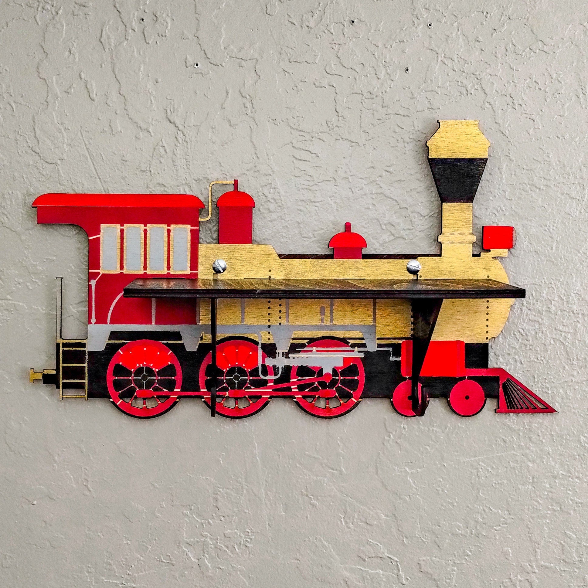 Train Engine Paintable Shelf | STENCILS INCLUDED + How-To Video