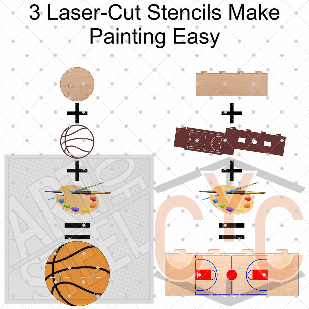 Basketball and Court Paintable Shelf | STENCILS INCLUDED + How-To Video