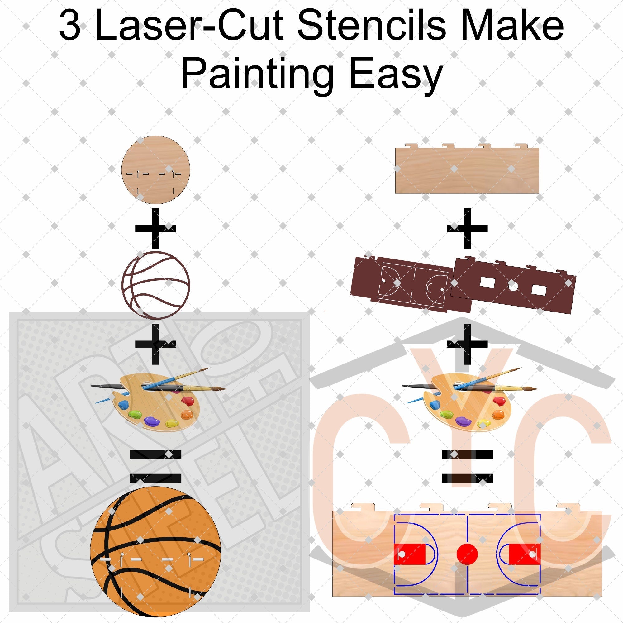 Basketball and Court Paintable Shelf | STENCILS INCLUDED + How-To Video