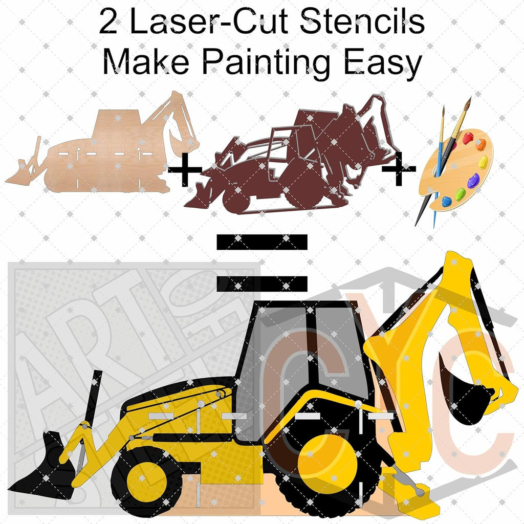 Backhoe Paintable Shelf | STENCILS INCLUDED + How-To Video