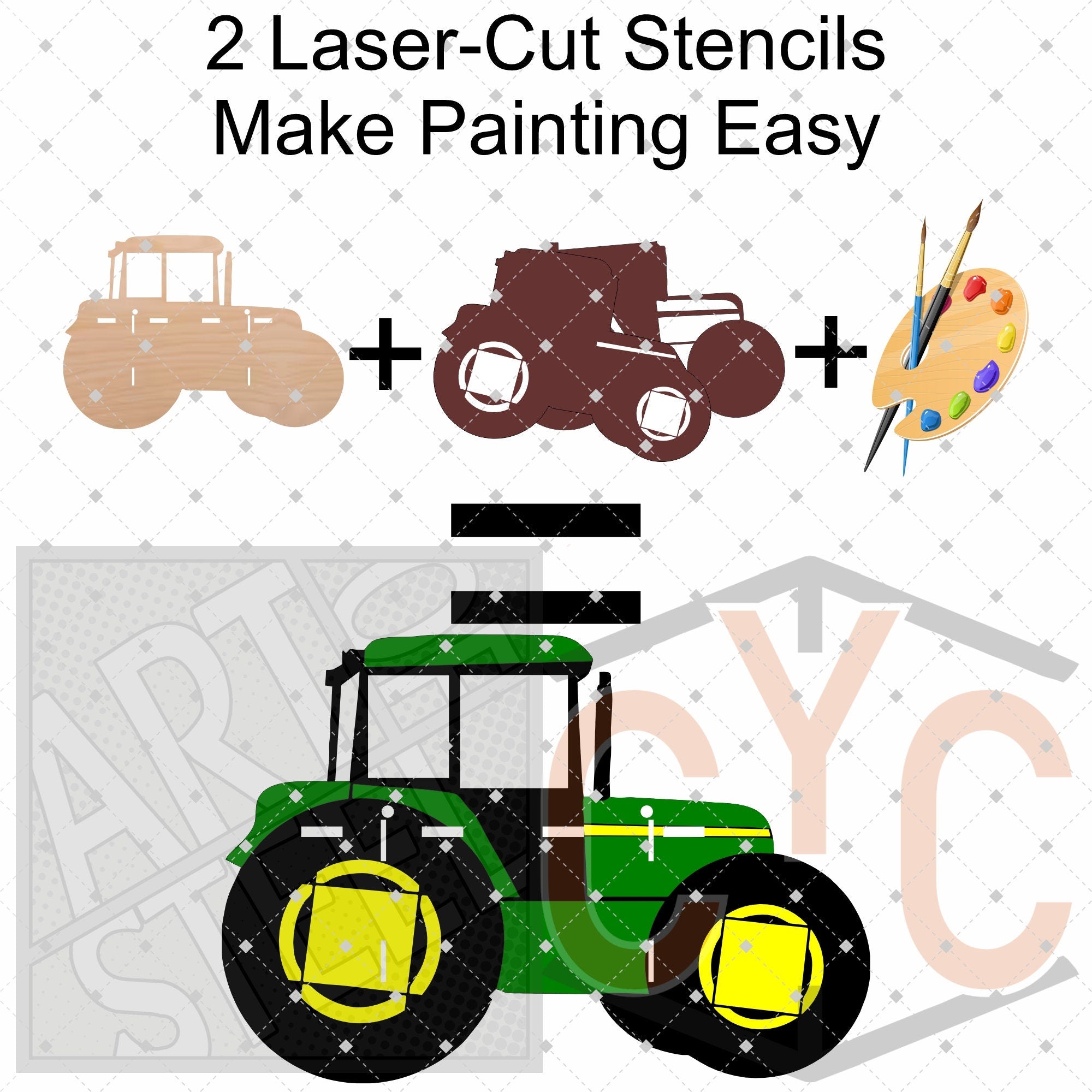 Tractor Paintable Shelf | STENCILS INCLUDED + How-To Video