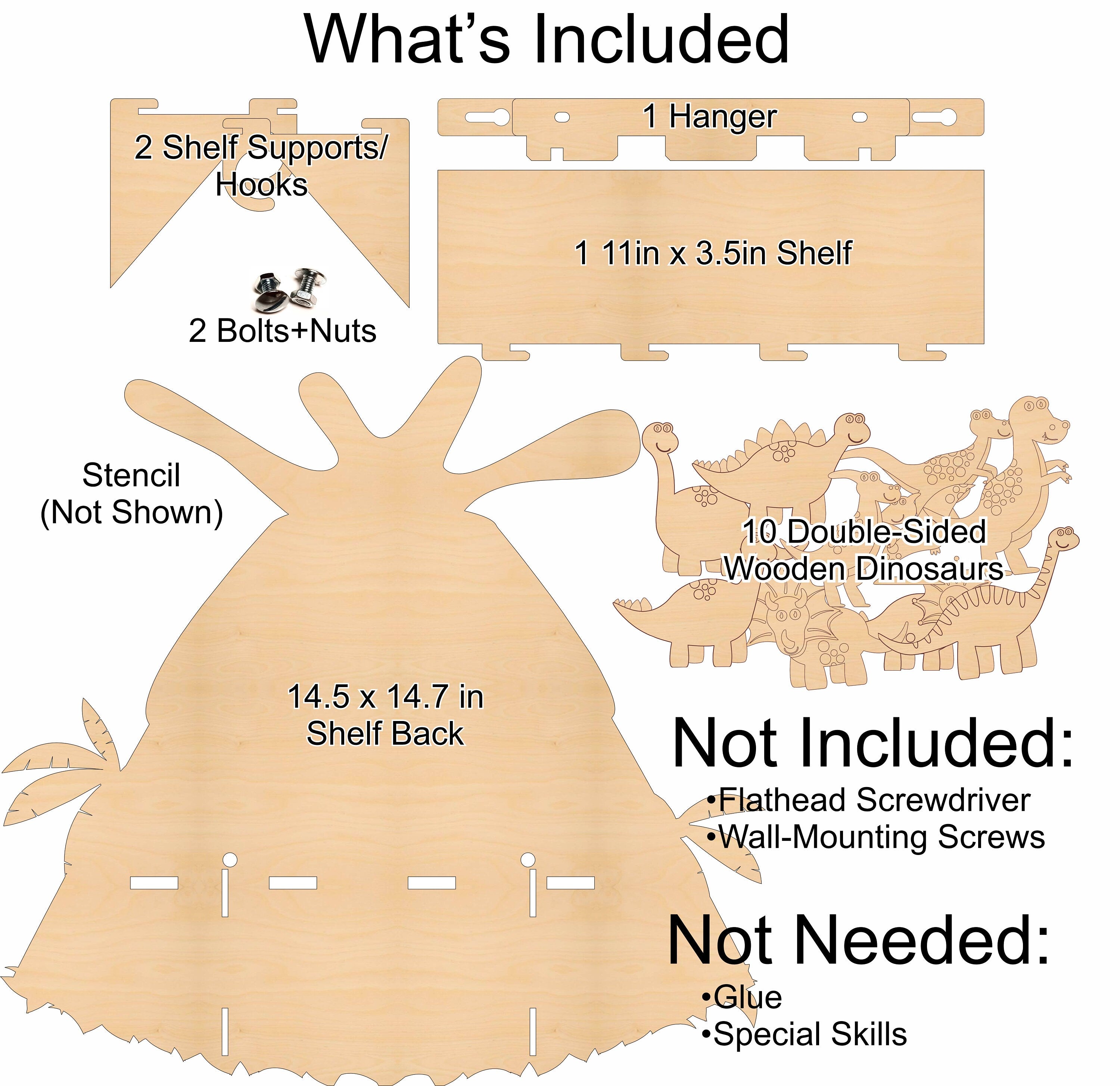 Volcano Paintable Shelf + 10 dinosaurs | STENCILS INCLUDED + How-To Video