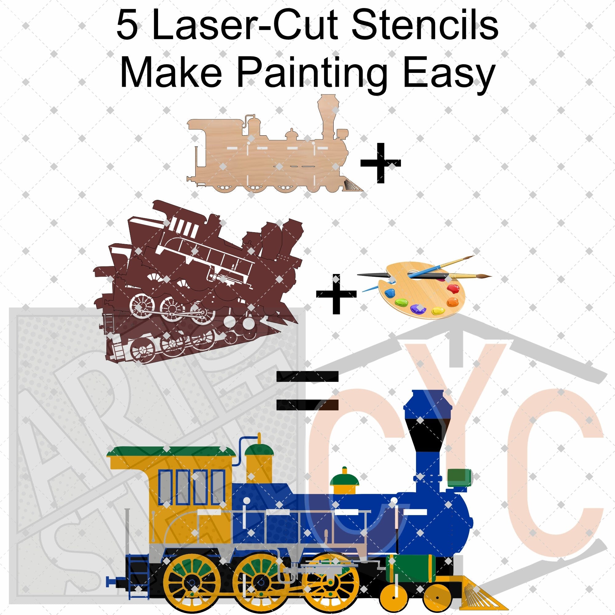 Train Engine Paintable Shelf | STENCILS INCLUDED + How-To Video