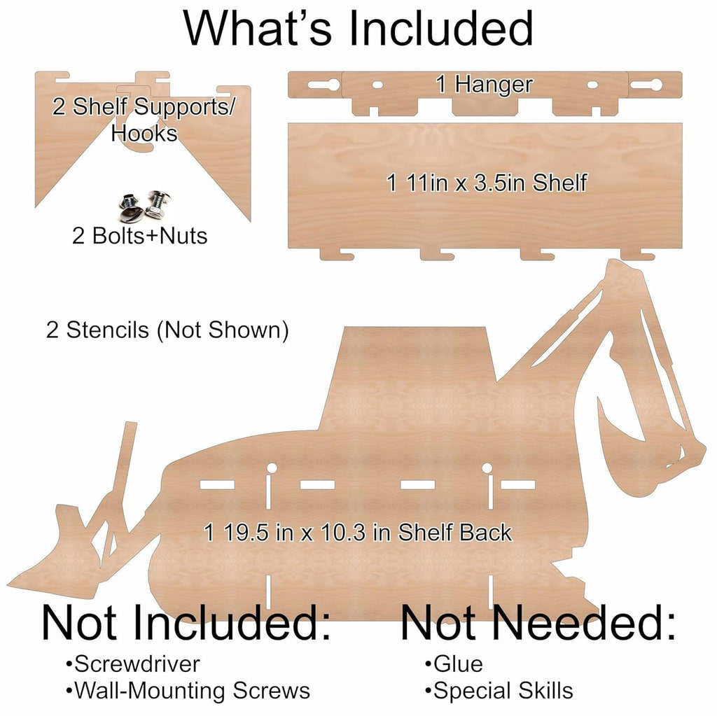 Backhoe Paintable Shelf | STENCILS INCLUDED + How-To Video